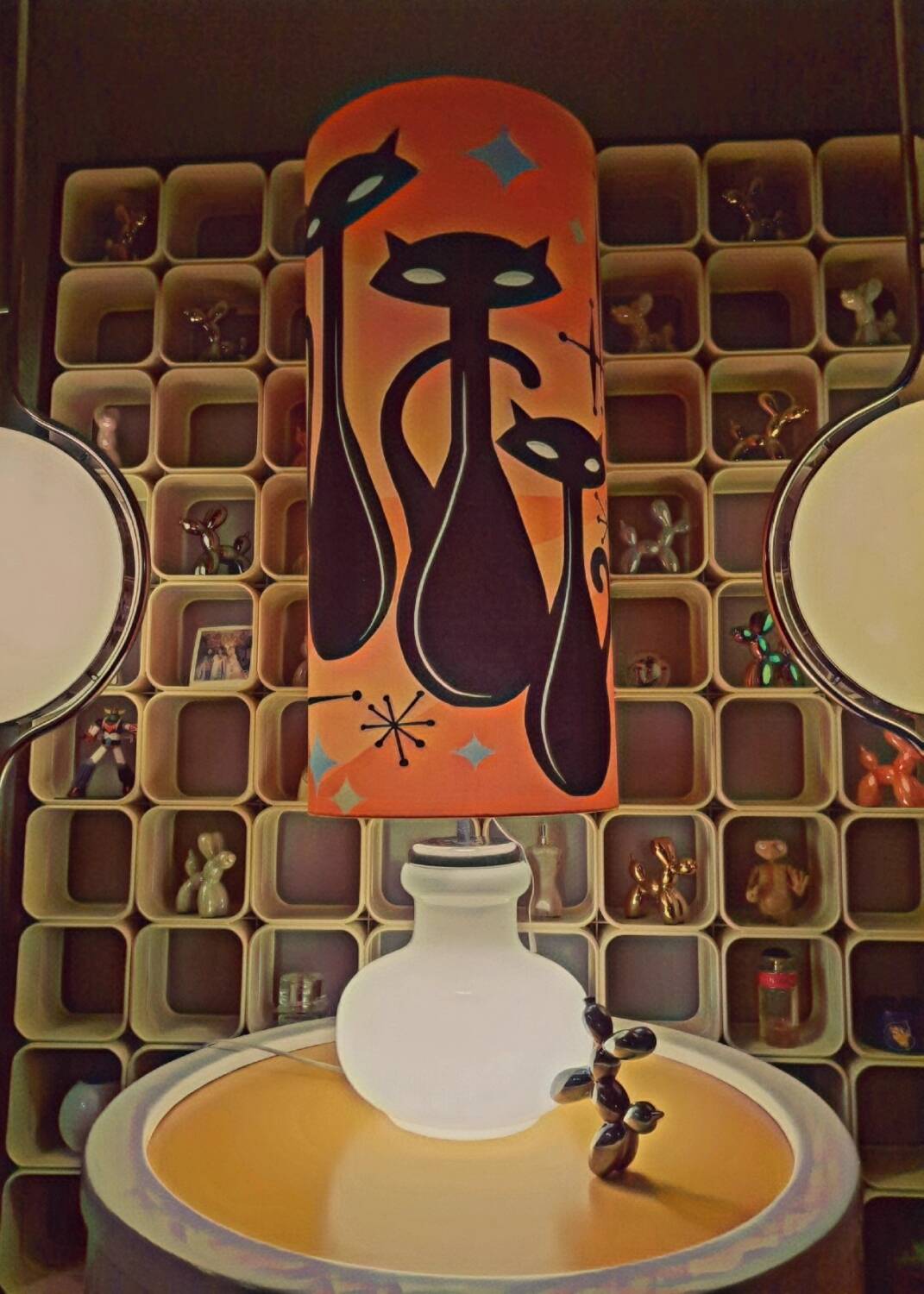 Lampe de Sol XL ou à poser Opaline, double éclairages Seventies