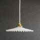 Antique suspension lamp in white and gold painted opaline delivered with cable, socket and brass claw