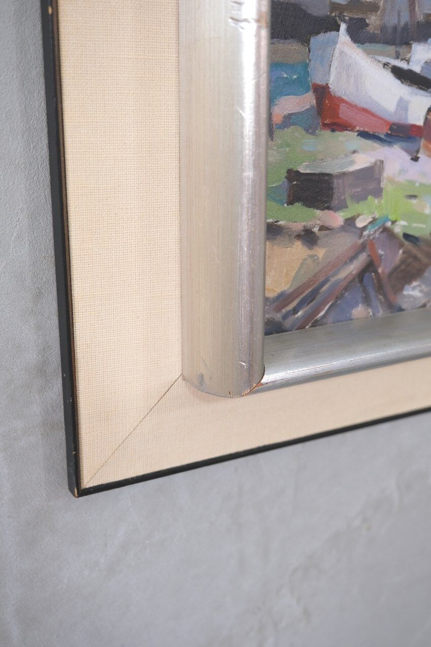 Eskil Skans, Composition suédoise, 1960, huile sur panneau, encadré