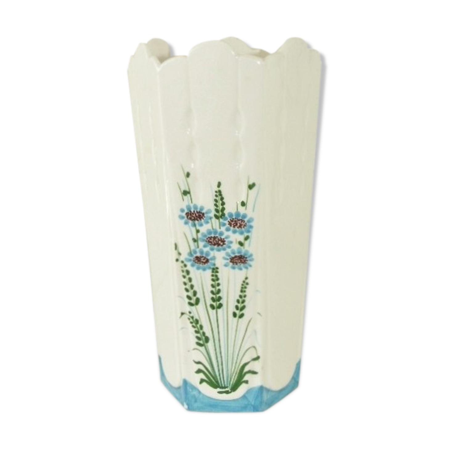 Six-panel vase floral pattern