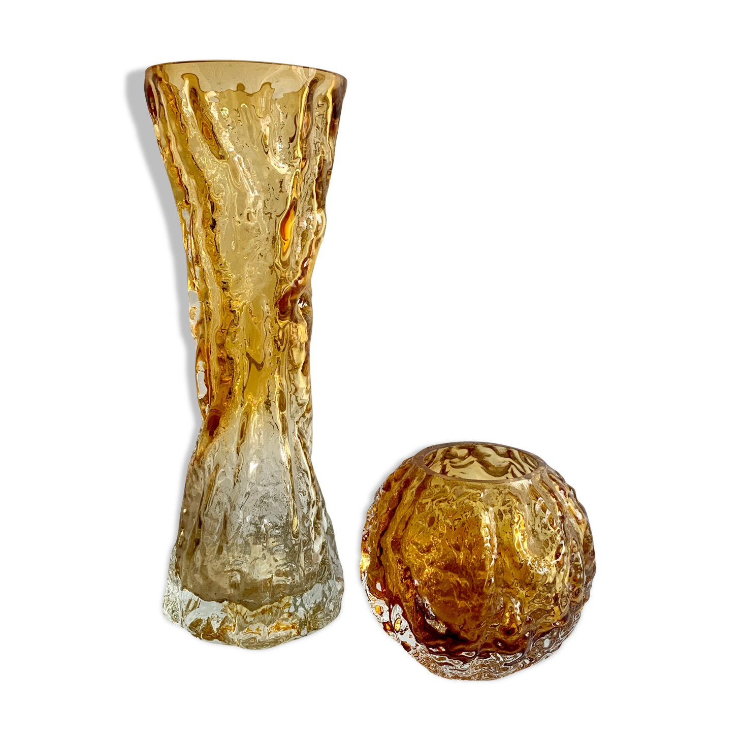Set of amber vases Oberglass, Austria, 1970s
