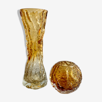 Set of amber vases Oberglass, Austria, 1970s