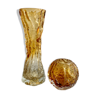 Set of amber vases Oberglass, Austria, 1970s