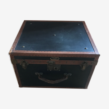 Old square travel trunk J Penet