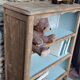 Small upcycled vintage bookshelf – Wood and floral background
