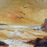 Tableau couché de soleil marin