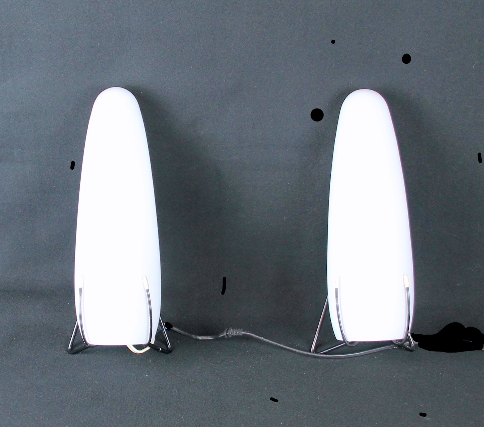 Pair of black and white opaline wall lamps, Louis Kalff 1970's, France