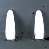 Pair of black and white opaline wall lamps, Louis Kalff 1970's, France