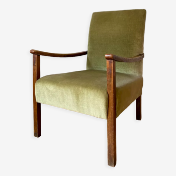 Fauteuil vintage en velours vert