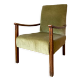 Vintage green velvet armchair