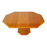 Octagonal dining table with wood and bamboo extension 1980s