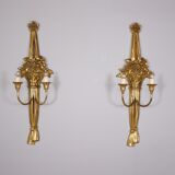 Pair of Louis XVI gilded wall sconces