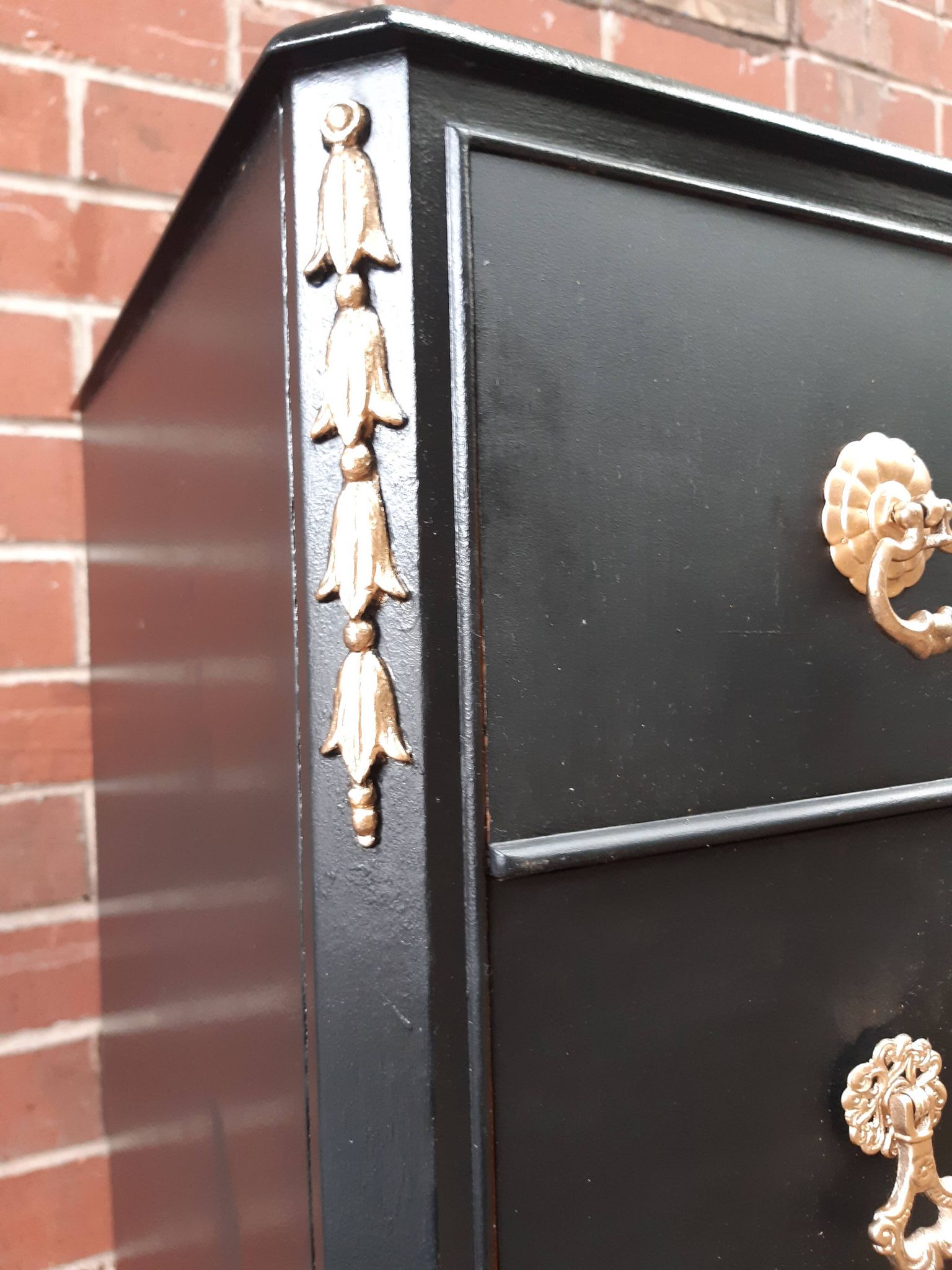 Black gold chest of drawers vintage furniture
