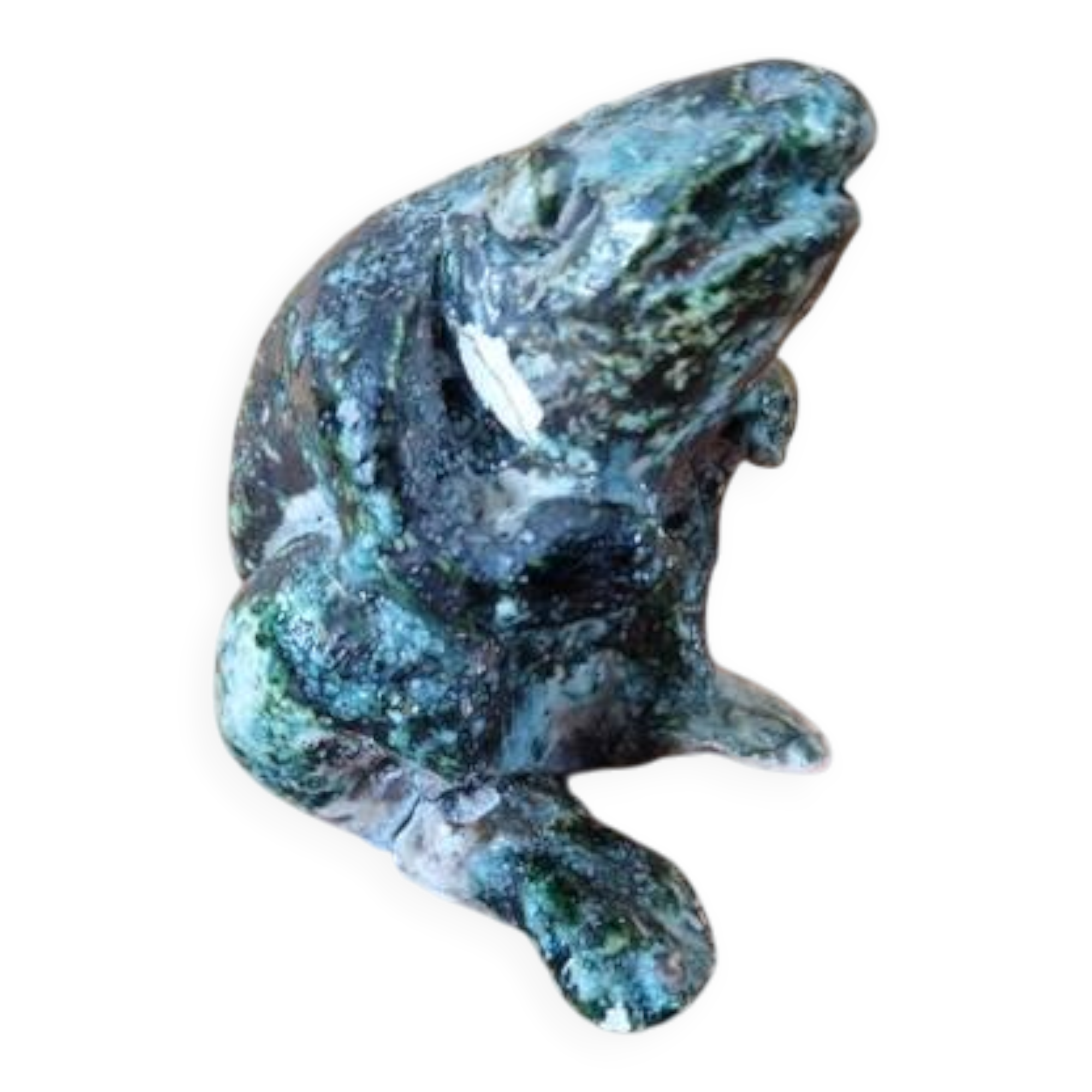 Joanna Hair (1955) Ceramic raku glazed toad or frog