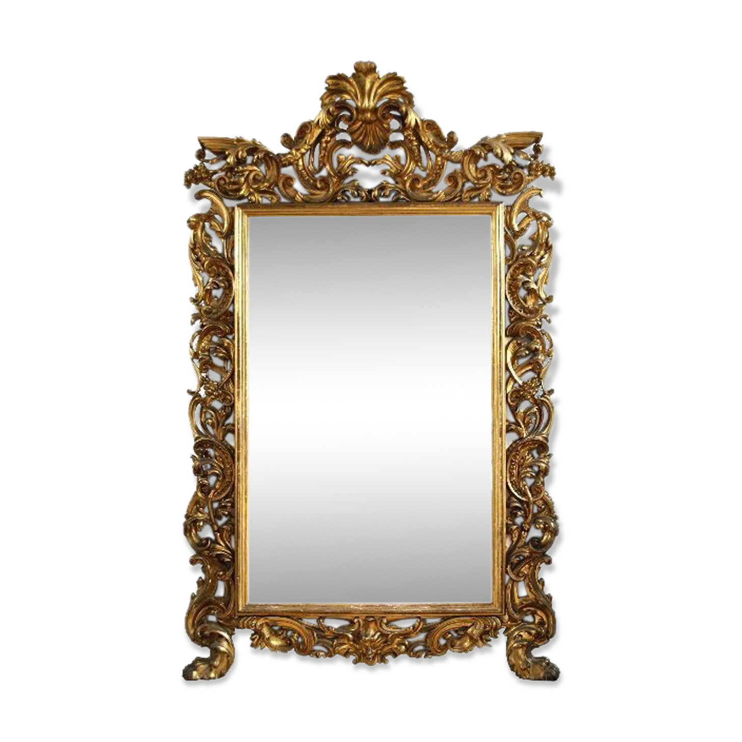 rocaille style wooden mirror golden period XIXth