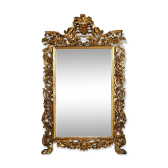 rocaille style wooden mirror golden period XIXth