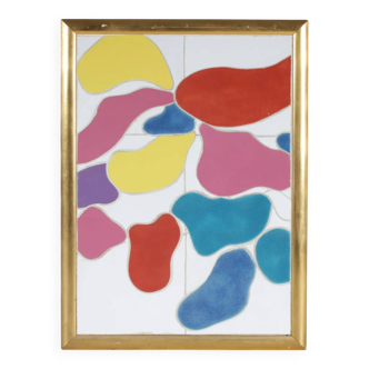 Framed ceramic artwork from the 1990s by Jan Snoeck, Netherlands.