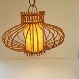 1950s rattan hanging lamp