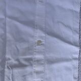 Large pillowcase, white cotton, lined with lace and monogrammed, closed with mother-of-pearl buttons