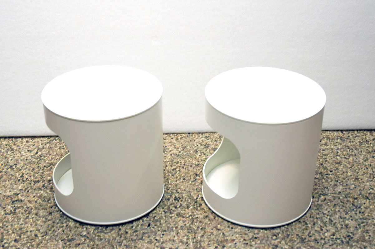 Space age white lacquered plastic and wood nightstands, 1970s, set of 2