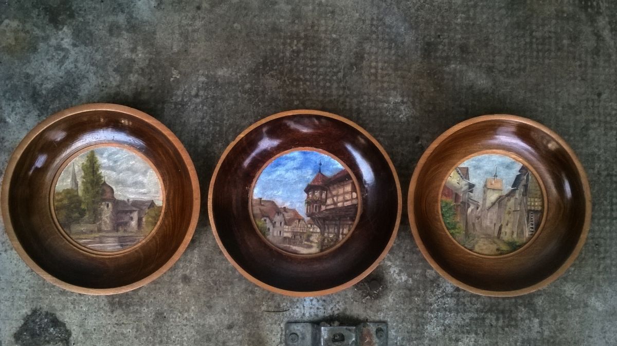 three miniature paintings