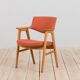 Oak Desk Chair in Pale Red Wool Upholstery by Erik Kirkegaard