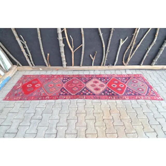 Turkish hallway carpet from the 1960s - 78x308 cm