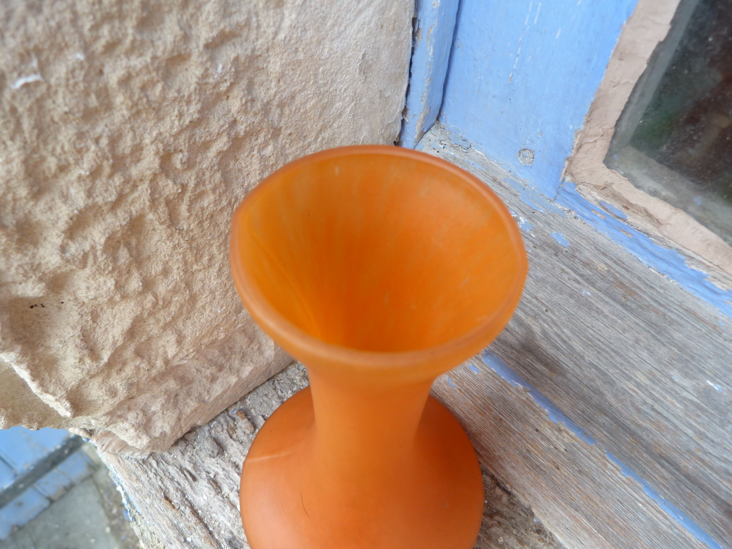 Art Deco soliflore vase in orange glass paste