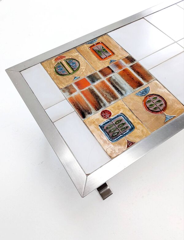 Table basse en carreaux de céramique de Jean Gregorieff pour Roche Bobois, années 1970