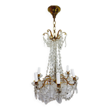 6 Light Bronze And Crystal Chandelier