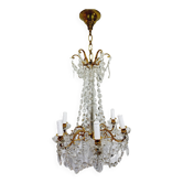 Lustre 6 Lumières Bronze Et Cristal