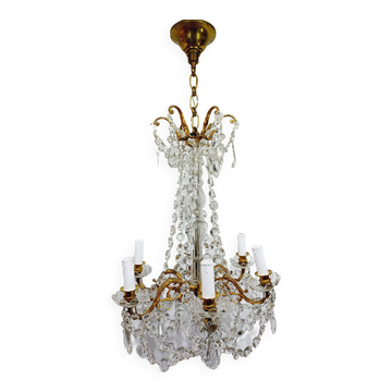 Lustre 6 Lumières Bronze Et Cristal