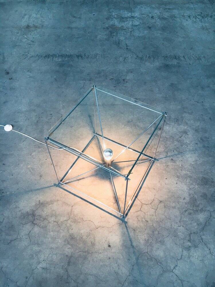 Cubist coffee table with lamp attributed to Max Sauze, France 1960s