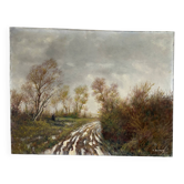 Rural landscape, oil on canvas signed F Baron