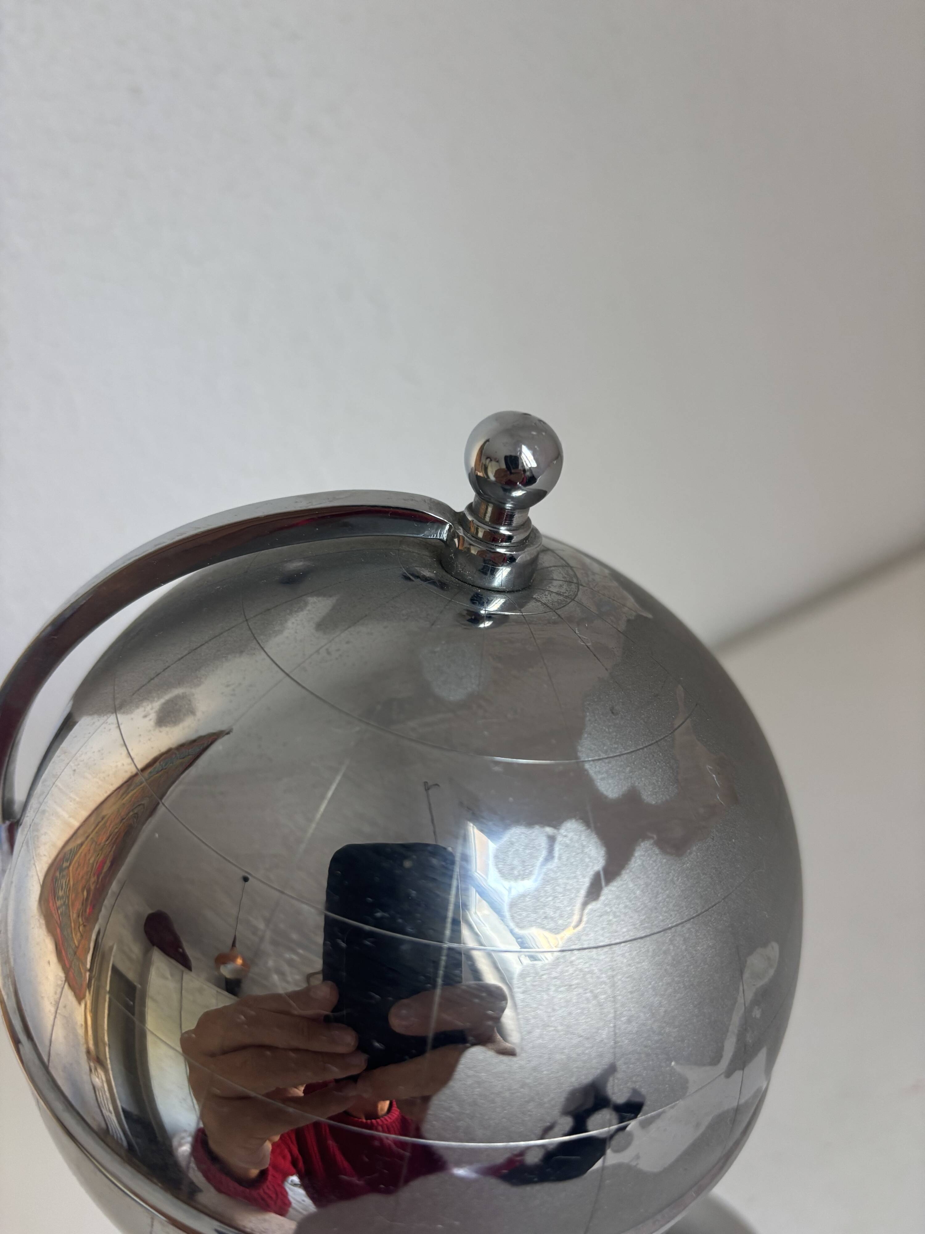 Vintage 1960 cigarette case world map chrome dispenser - 22 x 13 cm