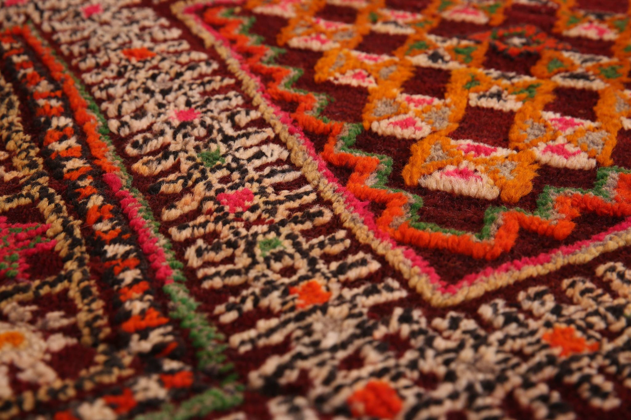 Burgundy Vintage Moroccan Rug 168 x 297 cm, Berber Wool Rug, Handmade Rug