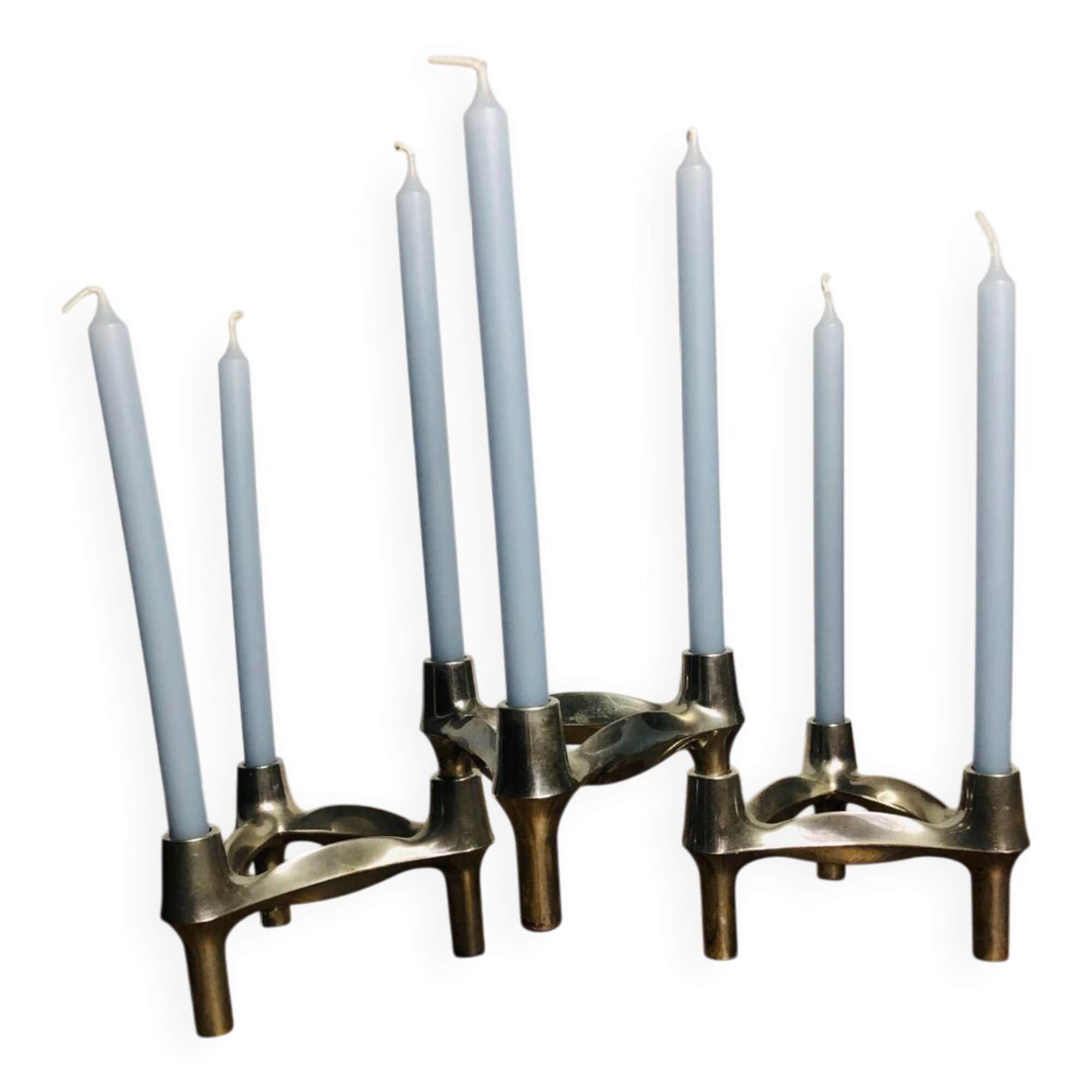 Chrome metal candle holders. Set of 3.