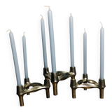 Chrome metal candle holders. Set of 3.