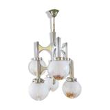Italian chandelier chrome and globes Murano colored, DLG Sciolari
