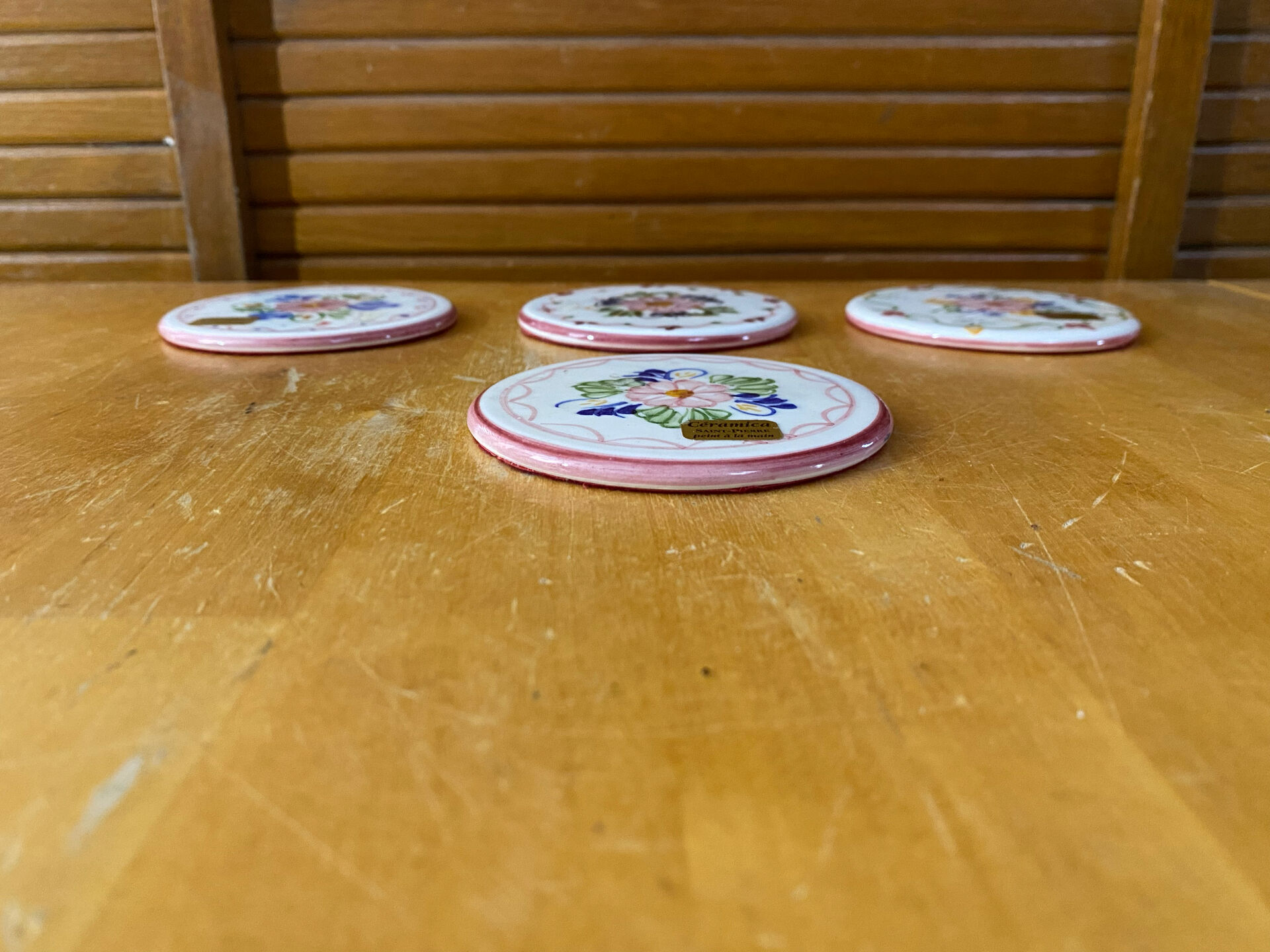 Series 4 coasters saint pierre coloured ceramic mid-century #e
