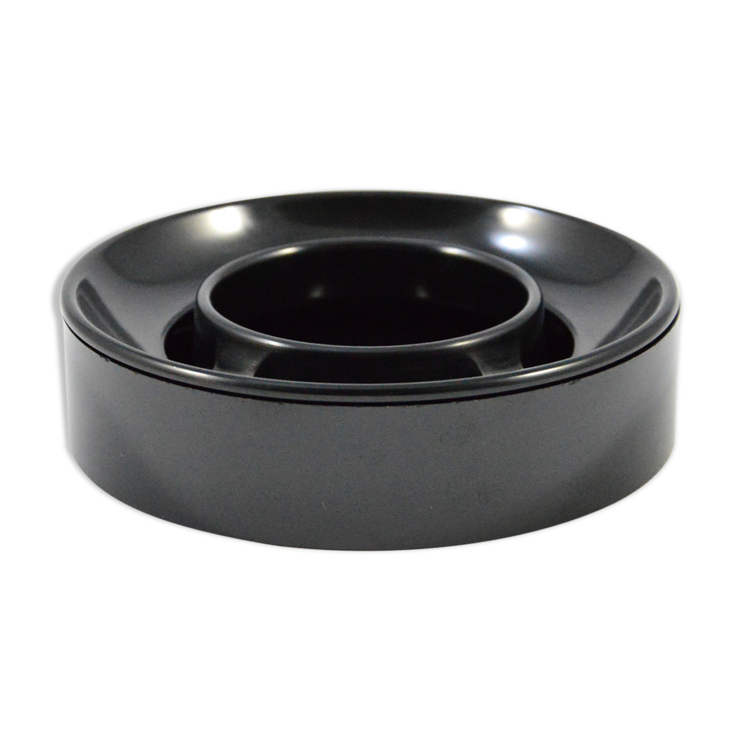 Lotus ashtray in black melamine by Enzo Mari for Danese, 1973