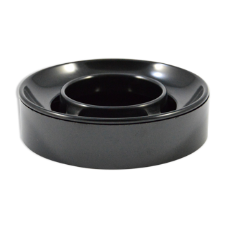 Lotus ashtray in black melamine by Enzo Mari for Danese, 1973