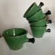 Set of 5 cups in green glazed clay Dieulefit 1960
