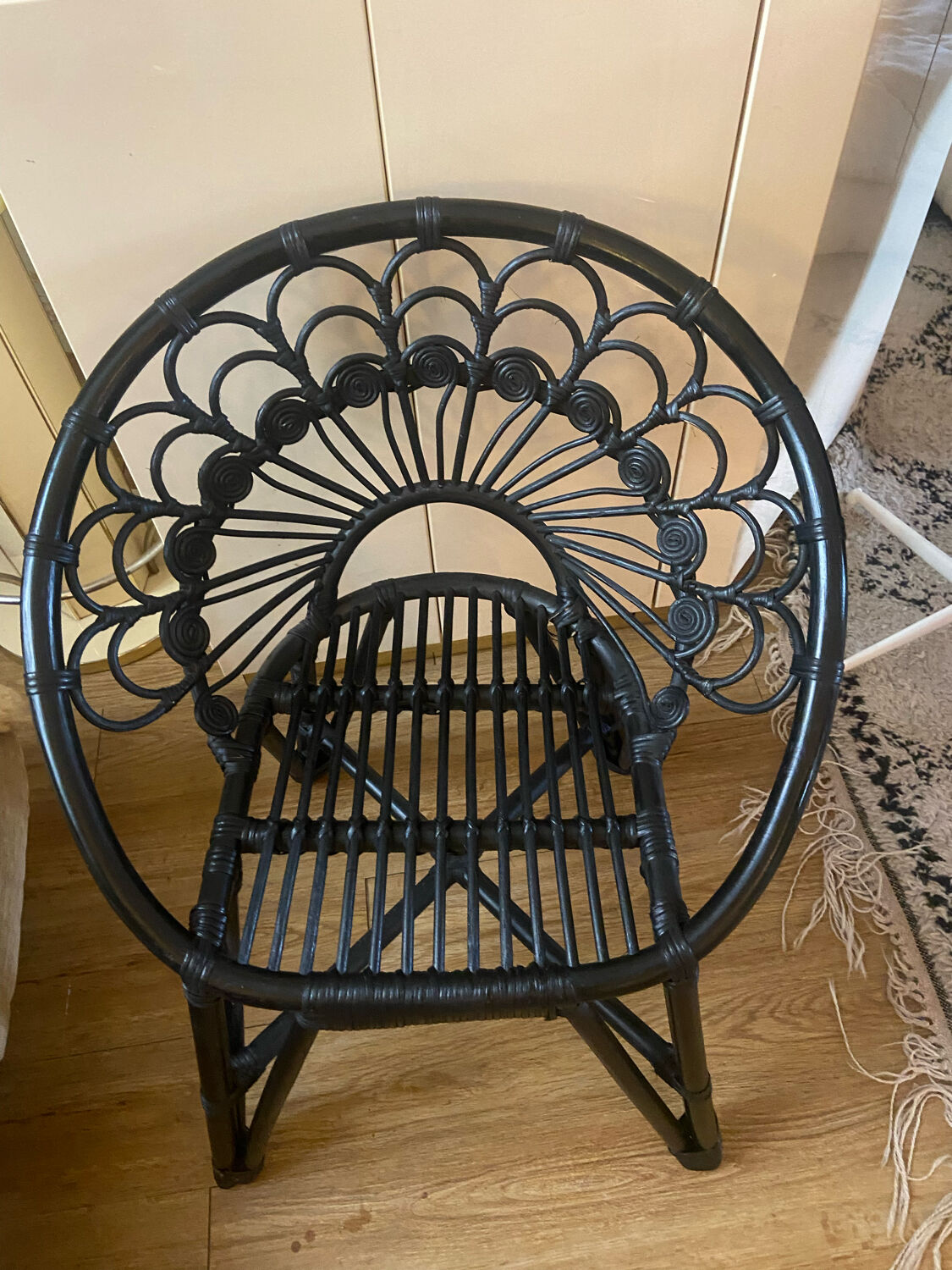 Rattan armchair peacock
