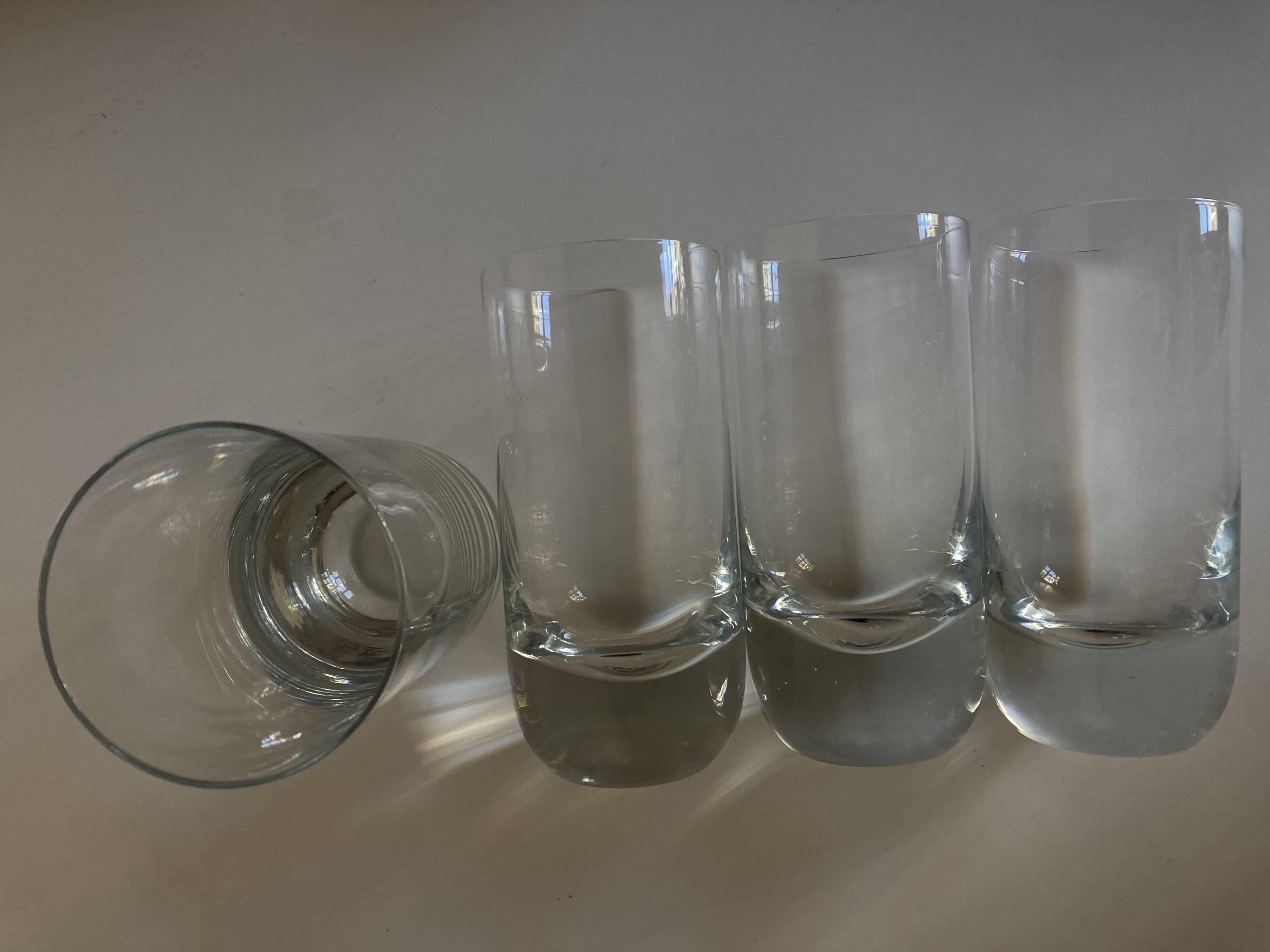Set of 4 XXL solid glass tumblers in semi-crystal Scandinavian style