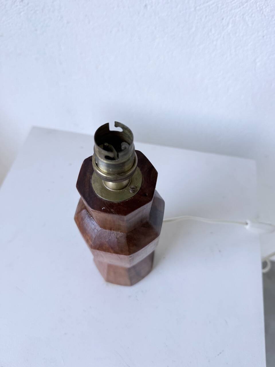 Brutalist walnut table lamp 1950