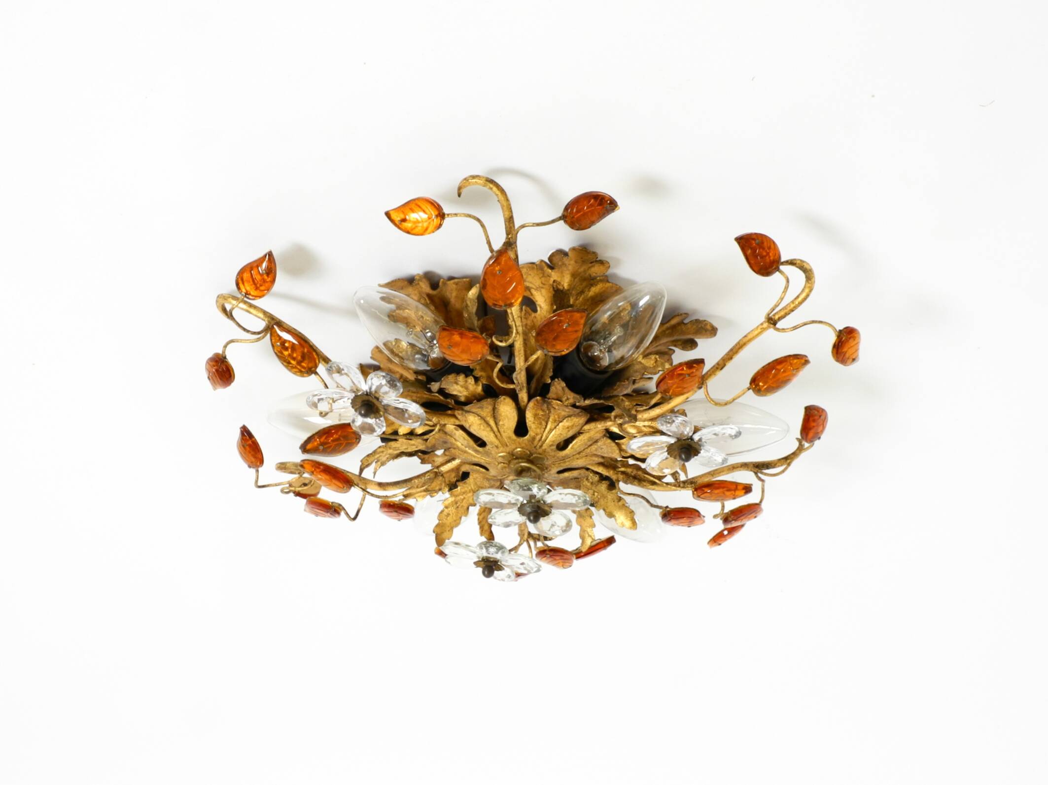 Very beautiful 1960s gold-plated ceiling or wall lamp by Banci Firenze, Ita