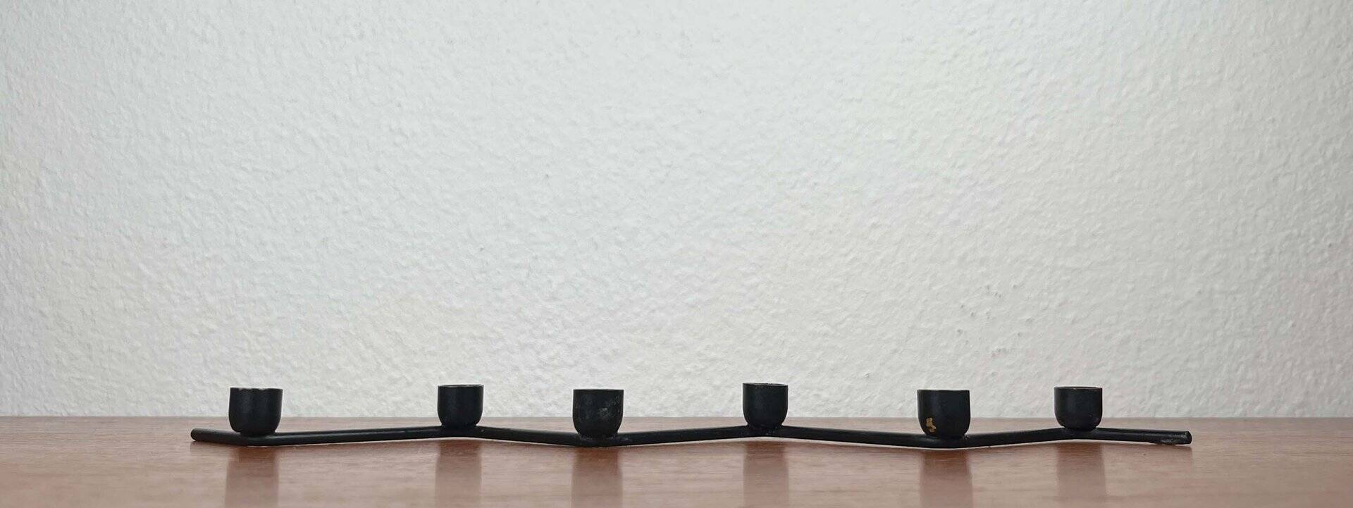 Mid-century Danish minimalist metal candlestick from the 1960s.