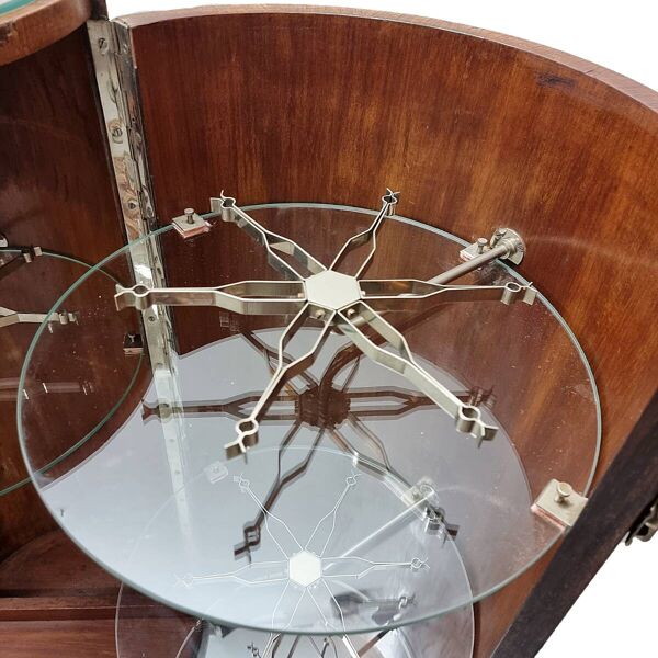 Mobilier de bar rond en acajou de style Art déco français, années 1920/30