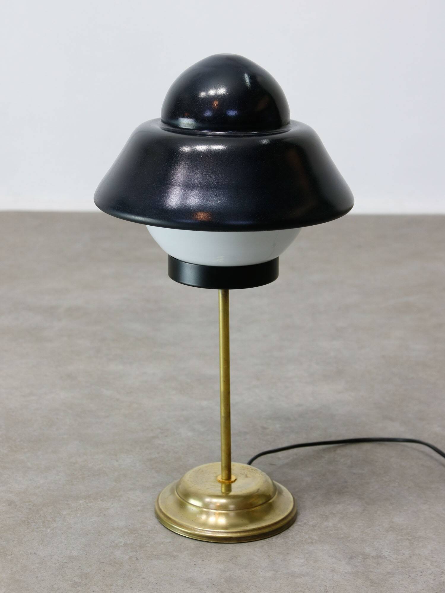 Mid-century Italian Brass & Glass Table Lamp, 1960s